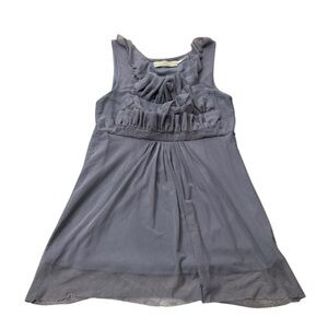 EUC Burlap Brand Gray Ruffled Sleeveless Blouse Anthropologie Size Small